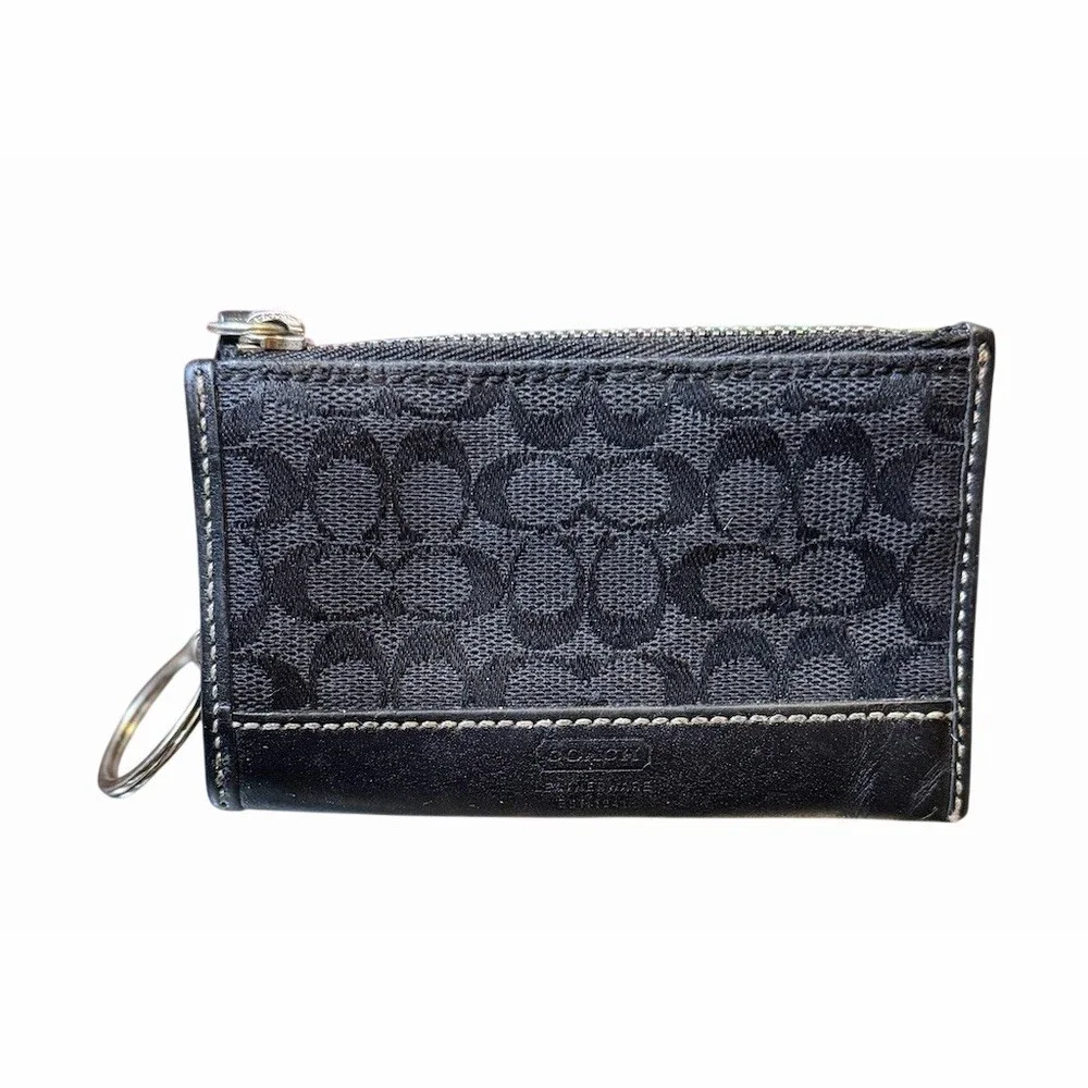 Coach Signature Black Card Key Wallet